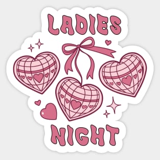 Pink Retro Ladies Night Sticker